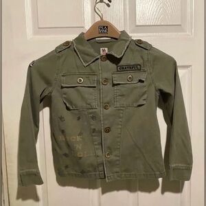 Girls Olive Green Rock N Roll/Midnight Mayhem Light Jean Jacket. Size S $6